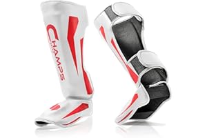 Champs MMA Shin Guards for Martial Arts – Padded, Adjustable Muay Thai Leg Guards with Instep Protection for Kickboxing/MMA Training and Sparring – Durable, Professional MMA Equipment