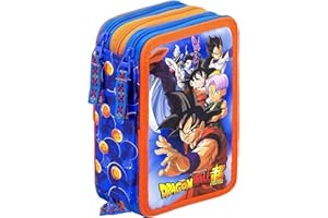 Clondo Piórnik dla dzieci, 3 organizowane kieszenie, piórnik dla chłopców, wypełniony, dla dziewcząt i chłopców, 45 części do szkoły, Dragon 24, piórnik