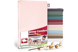 ‎DECOHOMETEXTIL HEIMTEXTILMANUFAKTUR Greenline Spannbettlaken Premium Jersey aus 100% Baumwolle Rosa 90-100x200 cm bis zu 30 cm auch für Boxspringbetten, Spannbetttuch