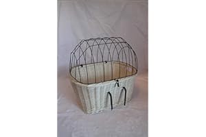 Marcus´ Weidenhandel Hundefahrradkorb für Fahradlenker aus Weide mit Metallgitter und Kissen L, XL oder XXL in Weiß (XXL mit Kissen)