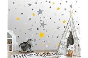 ELES VIDA - Tatuaż ścienny z 50 gwiazdami do pokoju dziecięcego – zestaw naklejek na ścianę – pastelowe kolory, gwiaździste niebo do naklejenia, naklejka ścienna – małe dzieci, również raufaza,