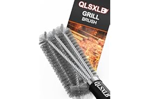 QLSXLB Grillbürste, Edelstahl Bürste Grill, Grillrost Bürste, Grill Reinigungsbürste Langer Griff, Drahtbürste für Gasgrill, Holzkohlegrill und Elektrogrill