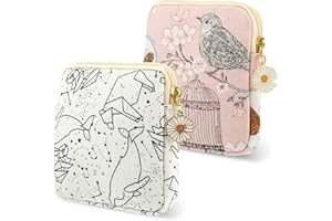 HJZHII 2 worki na podpaski higieniczne, przenośna torba na miesiączkę, urocza torba na wymazy menstruacyjne z zamkiem błyskawicznym stokrotka