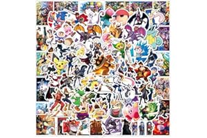 YANGSIW 100 calcomanías Super Smash Bro para laptop, calcomanías clásicas de vinilo de dibujos animados para adolescentes, niños, computadora, monopatín, botellas de agua, teléfono, álbumes de recortes