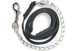 PFERDELINIS Lead Chain for Horses, Safe Guide with Iron Chain and Nylon Handle, Lead Lead Suitable for Stallion Dogs, Ponies, Donkeys, Length 2.10 m (Black)