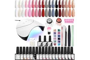 VANREESA Kit Semipermanente Unghie, 18 Colori Kit Unghie Gel Completo con Base Top Coat e Lampada U V Led Unghie 36W Regalo per Donne Set Manicure per Principianti