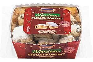 KUCHEN MEISTER KuchenMeister Marzipan Stollen Konfekt 350 g | Saftiges Konfekt aus Stollenteig gefüllt mit Marzipan und Rosinen | 1 x 350 g