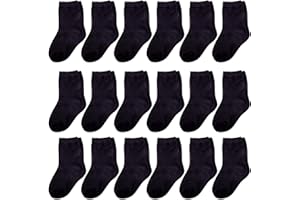 Duufin 18 Pairs Toddler Socks Kids Mid Cut Half Cushion Socks Breathable Unisex Socks for Baby Girls and Boys