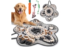 ZUSUZU Tappeto Olfattivo Cane, Snuffle Mat per Cani, Tappetino da Allenamento Lavabile pe Attivazione Mentale Cane, per Cani di Piccola Taglia e Grande (60x60cm, con 3 Giocattoli)