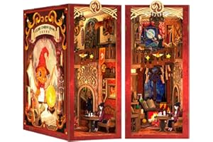 Cutefun DIY Book Nook Kit - Casa de Muñecas - DIY Miniatura de Madera Kits con Muebles y Luces LED y Placas Antipolvo enchufables, Flame Common Room(RK01B)