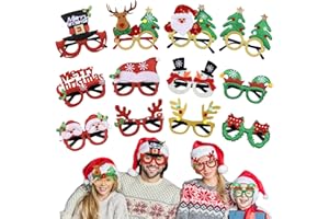 Itoyx 24PCS Christmas Glasses, Christmas Party Glasses Decorations Christmas Eyewear Accessories Favors, Christmas Tree Santa Claus Photo Booth Props Costume (12Pcs)