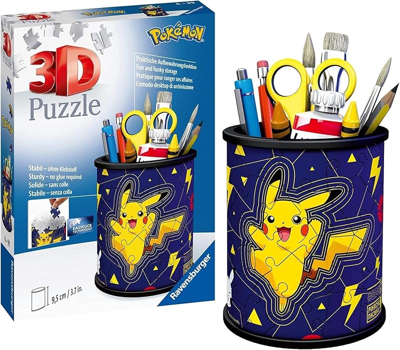 Ravensburger 3D Puzzle 11257 - Utensilo Pokémon Pikachu - 54 Teile - Stiftehalter für Pokémon Fans ab 6 Jahren, Schreibtisch-Organizer für Kinder, Geburtstagsgeschenke