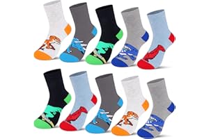 L&K-II 10 paquets de chaussettes en coton pour enfants garçons jolis motifs automne et hiver colorés 2816