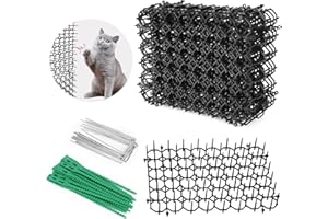 MXTIMWAN 12 Piezas Alfombrilla Anti Gatos, 20 x 15 cm Pinchos Anti Gatos con 12 Clavos en Forma de U y 20 Cinturón de Fijación Verde, Rejilla Ahuyentador de Gatos para Jardines Interiores y Exteriores