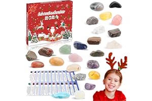 Brezoy Adventskalender 2024 Kinder, Edelsteine für Kinder Adventskalender Mädchen Spielzeug ab 3 4 5 6 7 8 Jahre Junge Mädchen Xmas Geschenk