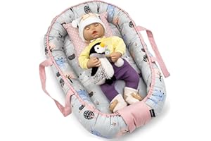 PinkZebra Nid de poupée, sac de portage pour poupée, pour poupées jusqu'à 48 cm, sac de portage et lit de poupée 2 en 1, nid de portage cocon pour poupées et peluches, nid de poupée en coton, Bambi