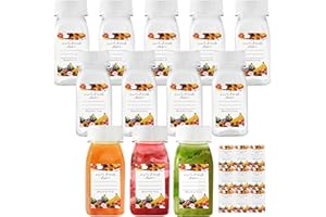 WINBEST 12 sztuk butelek do shot do napełniania, 120 ml, plastikowe butelki do napełniania, butelki na sok, mini butelki do napełniania z naklejką, małe butelki wielokrotnego użytku do napełniania napojami,