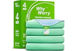 WhyWorry Protege Matelas Alèse Imperméable 86 x 91 cm, Couvre Matelas Absorbant pour Incontinence, Tapis de Lit Lavable en Machine, Protection Réutilisable pour Adulte & Bébé, Oeko-TEX, Vert, 4 Unités