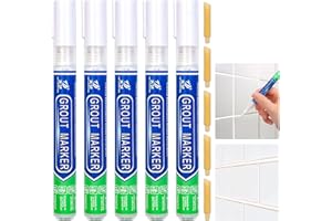 DRTRU 5 Pcs Tile Grout Pen Set in White for Wall and Floor Repair - Restoring Joints in Bathrooms and Kitchen