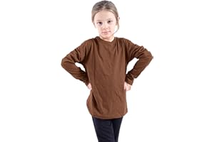 GW CLASSY OUTFIT Girls Boys Plain Long Sleeve School Basic Top School Cotton Kids T-Shirt Tops Crew Neck Uniform Jumper