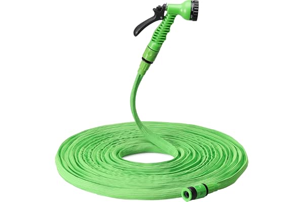 Navaris Tuyau arrosage - Tuyau d'arrosage Extensible 15-30m avec 7 Fonctions Pistolet et Adaptateur Robinet - Tuyau Flexible et rétractable Jardinage pelouse Plante Fleur