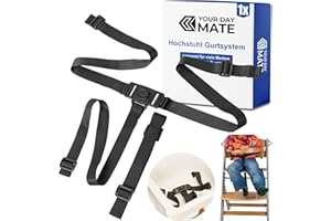 YOUR DAY MATE Chaise haute système de ceinture 3 points, 1 set, compatible avec bebeconfort, IKEA, Kinderkraft, Safety 1st, et bien d'autres, en noir, avec sangle d'entrejambe