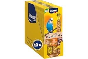 Vitakraft Kräcker Mix, Vogelsnack, Knabberstangen, mit Ei und Grassamen, mit Aprikose und Feige, mit Honig und Sesam, zur Schnabelpflege, ohne Zusatz von Zucker (10x 80g)