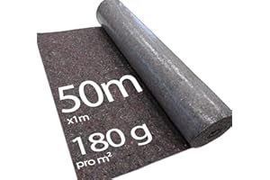 DEFACTO Malervlies 50m x 1m - 180gr Maler-Abdeckvlies 50m², Non-Slip Vlies mit PE Anti-Rutsch Beschichtung, Oberflächenschutz für Maler und Vliesrolle, Malerfilz, Schutzvlies zum Tapezieren Grau