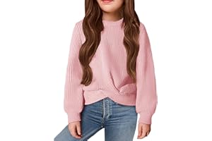 Arshiner Filles Pulls Mode Enfants Col Rond Pull Tricoté Automne Hiver Loisirs Manches Longues Tops pour Fille 5-13 Ans