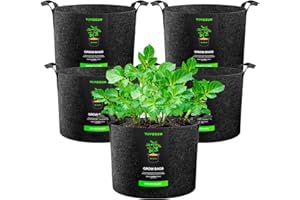 VIVOSUN Sac à Plantes, 5 x 132L Sac Pomme de Terre Plantation en Non-tissé 300 g Sac Géotextile, pour Culture Permanente-réutilisable, idéal pour Cultiver Pommes de Terre et Tomates avec Poignées