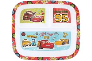 Disney Pixar Cars 3-Section Children's Divided Plate –BPA-Free, Durable & Colorful Dining for Children, Perfect for Balanced Meals - 36 Months Up