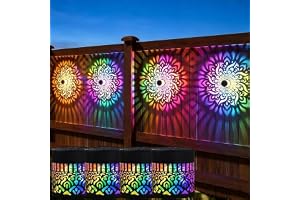 4 Pack Solar Mandala Lights Outdoor, 7 Color Changing Solar Powered Mandala Projection Wall Lights, Waterproof Metal Solar Fe