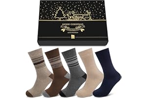 CHALIER COZY 5 Pairs Mens Wool Socks, Soft Cozy Thick Warm Breathable Crew Thermal Socks men for Christmas Winter, with a Gift Box