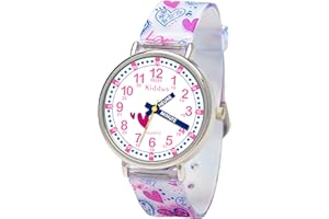 Kiddus Montre Enfant Fille, à partir de 5 Ans, 3ATM et 5ATM, Montre Éducative Analogique pour Enfants, Cadeau Junior Apprentissage