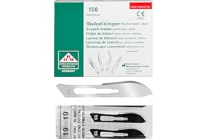 Shehadeh -100 Stück sterile Skalpellklingen Figur 19 für Skalpellhalter Nr. 4 - Extrem scharf