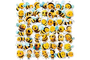 Bric Dodo 50 Stück Kleine Bienen Aufkleber Auto Laptop Telefon Gitarre Skateboard Motorrad Fahrrad Bienen Stickers Set Vinyl Wasserdicht Aesthetic Aufkleber für Jugendliche Kinder Erwachsene