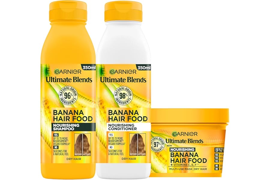 Garnier Nourishing Banana Hair Food Shampoo, Conditioner and Mask Set, For Dry Hair