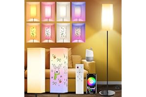 Hombasing Lampadaire sur Pied Salon, Lampadaire Led avec 2 Abat-Jour, avec Alexa Google Assistant, Télécommande WiFi, Smart RGB, DIY Modèle, Lampadaire Salon Dimmable avec Synchronisation Musicale