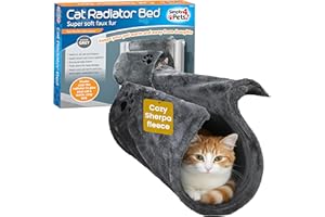 SIMPLY 4 PETS Cat Radiator Bed - Super Soft Faux Fur Cat Hammock for Indoor Cats - Radiator Kitten Beds with Strong Metal Frame, Washable Cover - Warm Bed for Kittens & Large Cats