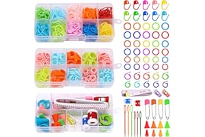 Doxiru 381 Pcs Knitting Crochet Stitch Markers Set, Weaving Tools Knitting Kits Stitch Ring Markers Colorful Knitting Crochet Locking Counter Stitch Needle Clips with 3 Storage Boxes