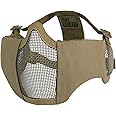 OneTigris OneTigris 6" Foldable Half Face Airsoft Mesh Mask with Ear Protection, Military Tactical Lower Face Protective Mask (Tan)