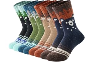 BISOUSOX Kids Merino Wool Thermal Socks for Hiking Boys Thick Welly Socks Cosy Winter Warm Walking Boots Socks for Kids 4-7 8-10 Years Old 4 Pairs Gift for Boys Girls