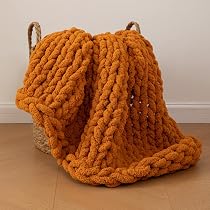 Bigacogo Grobstrickdecke Aus Chenille – Handgestrickt, 102 X 102 Cm, Weich, Für Sofa & Bett