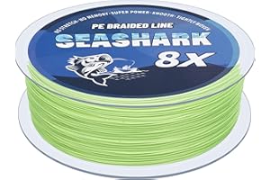 Seashark Braided Fishing Line Color Never Fade 8 Strands Super Strong PE Fishing Line Abrasion Resistant Fishing Wire Zero Stretch Excellent Tensile Smooth Multiple Colors 6lb to 80lb