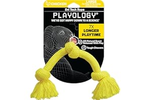 Playology Dri Tech Rope Dog Chew Toy for Large Dog Breeds (35lbs & up) - Engaging, All-Natural Chicken Scented Dog Toys for Tough Chewers - Easy to Clean - Interactive and Non-Toxic