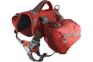 Kurgo Baxter Sac à Dos pour Chien, Sac Harnais pour randonnée, Camping et Voyage, réfléchissant, léger, pour Chiens Moyens et Grands, M, Rouge