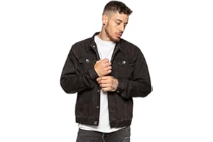 Enzo Mens Designer Denim Jacket Western Classic Style Trucker Vintage Style Coat