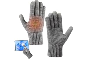 Augot USB Beheizte Handschuhe Damen und Herren, Voll Finger Handwärmer Winterhand Warme Handschuhe Einstellbarer Temperatur Waschbares Beheizbare Handschuhe Winterhandschuhe für Ski Wandern(Grau)