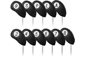 FINGER TEN Couvre Club De Golf Fer Capuchon Protege Housse Protection Fermeture Magnétique Aimant 2 Sides pour Gaucher Droitier Golfeur, Golf Covers Cuir synthétique pour Homme Femme