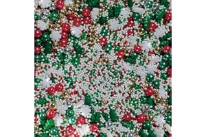 PHILAEEC Weihnachten Zuckerdekorationen, Essbare Zucker Tortendeko, Weihnacht Streusel für Kuchen Dekorieren und Verzieren - Rot Grün Weiß Perle Schneeflocke Weihnachtsbaum Zuckerstreusel